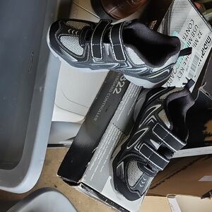 Kids Black and Gray Velcro Sneakers